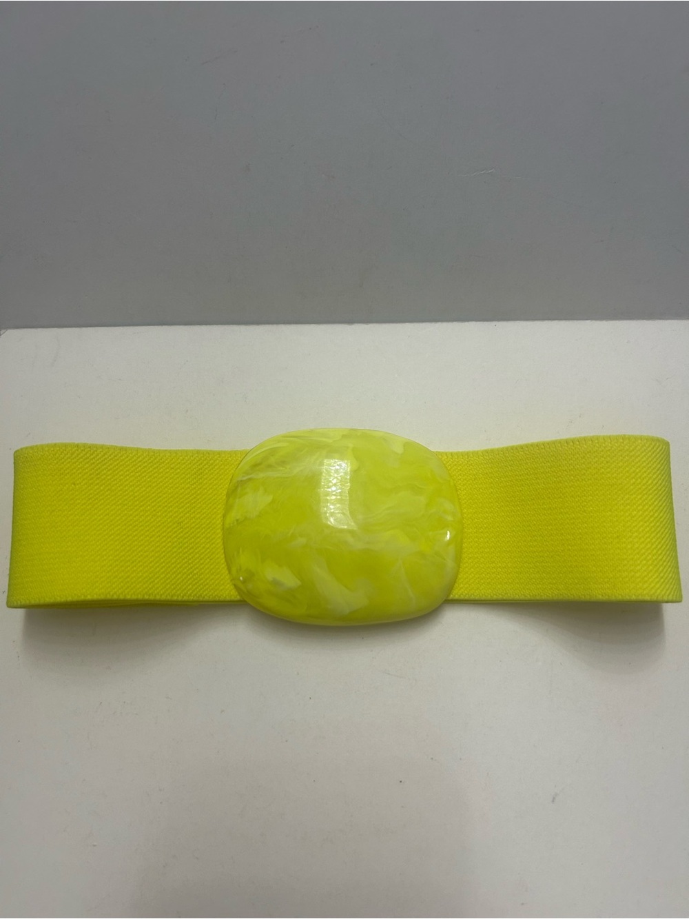 Vintage Yellow Stretch Waist Belt with a Resin Buckle